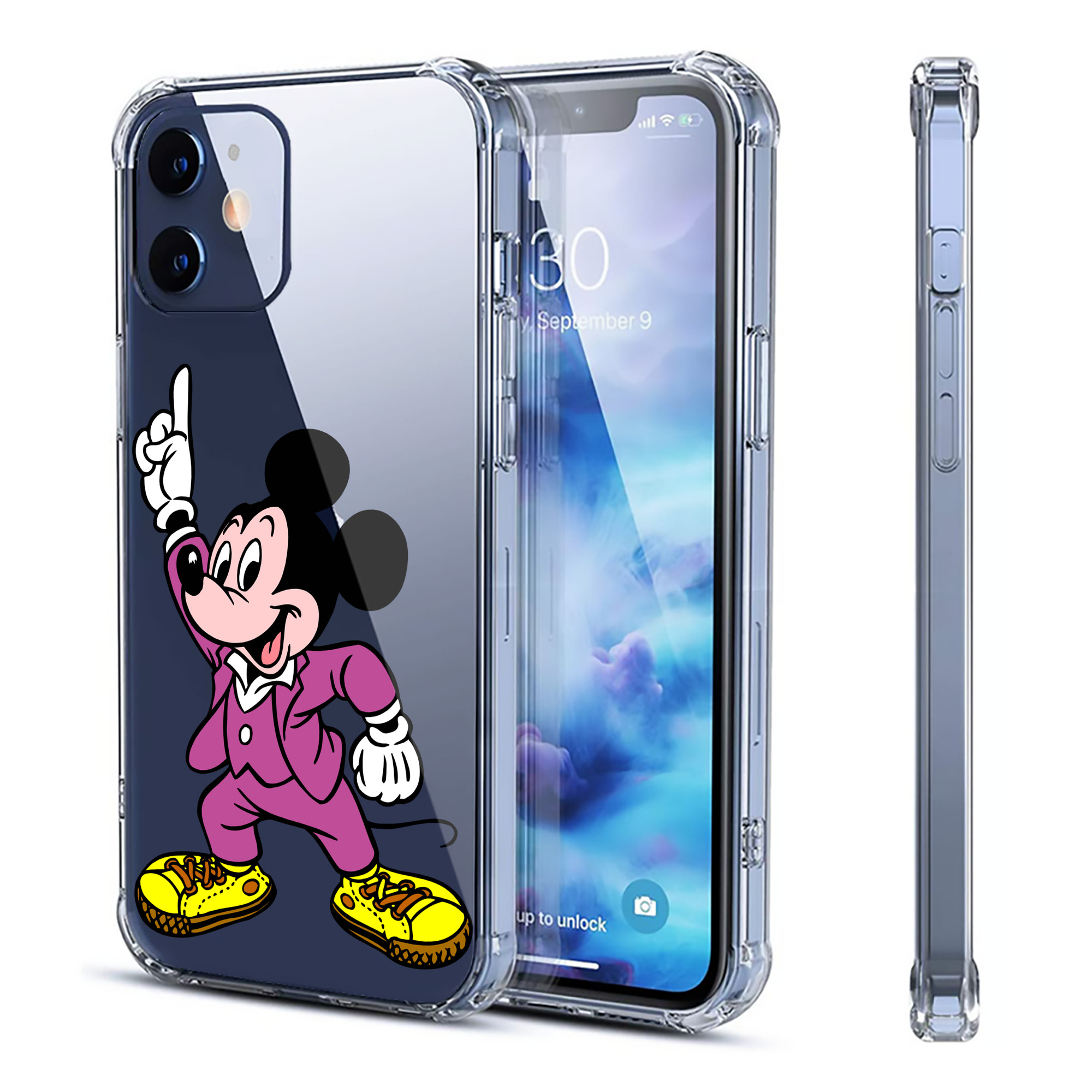 （画像用） ミッキーマウス Mickey Mouse 【iPhone 12シリーズ対応】透明スマホケース（クリアソフトケース）